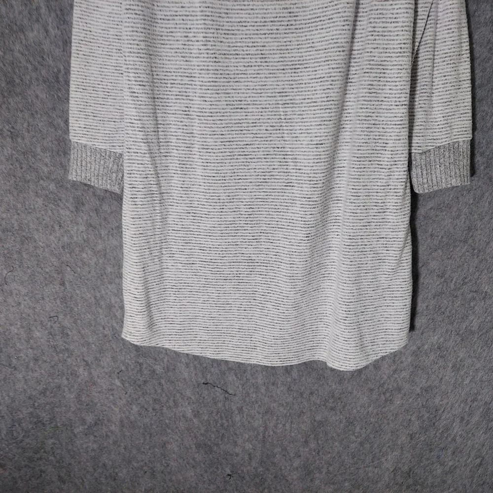 Soma Sleep Shirt Dress L Gray Striped Loungewear V Neck Long Sleeve Stretch Soft
